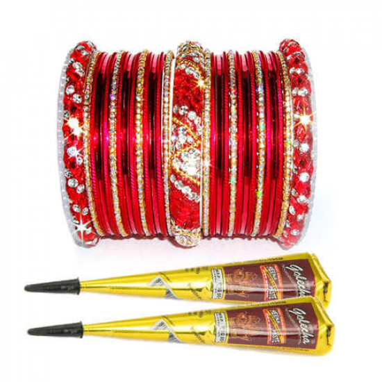 Free Mehndi with Red Nagina Bangles Free Mehndi with Red Nagina Bangles