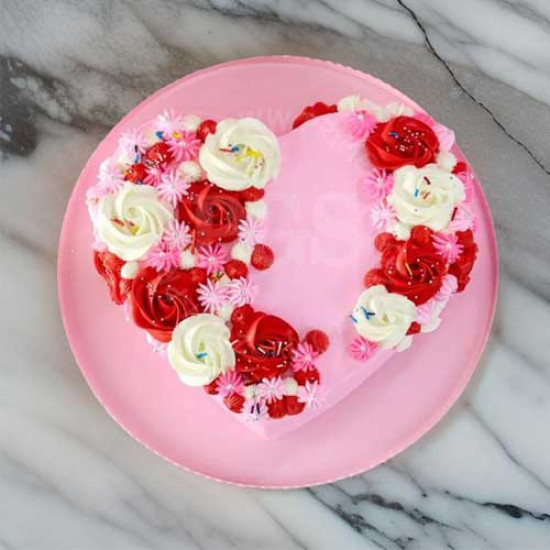 Tehzeeb Bakers Special Pink Heart Cake - 3 Lbs Tehzeeb Bakers Special Pink Heart Cake - 3 Lbs