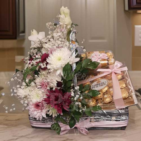 Ferrero and Flowers Basket Ferrero and Flowers Basket