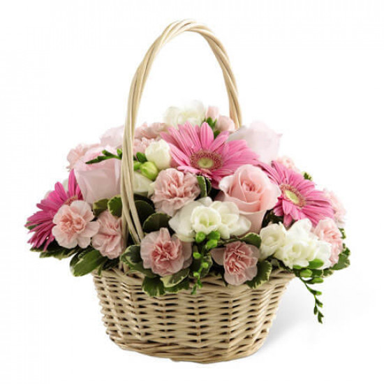 Graceful Pink Flowers Basket Graceful Pink Flowers Basket