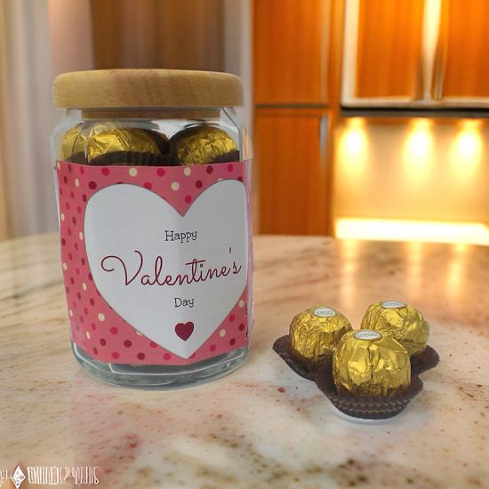 Happy Valentines Day Pink Heart Personalised Jar Happy Valentines Day Pink Heart Personalised Jar