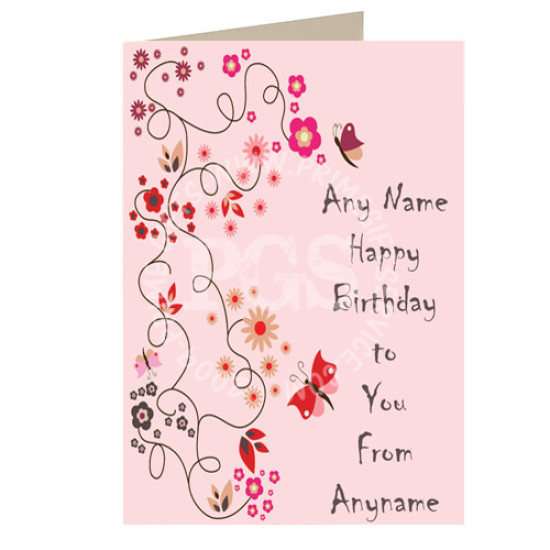 Happy Birthday Pink Personalised Card Happy Birthday Pink Personalised Card