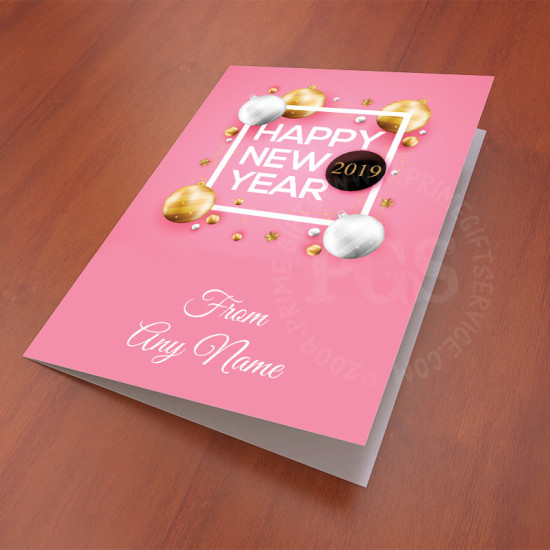 Pink Personalised New Year Card Pink Personalised New Year Card