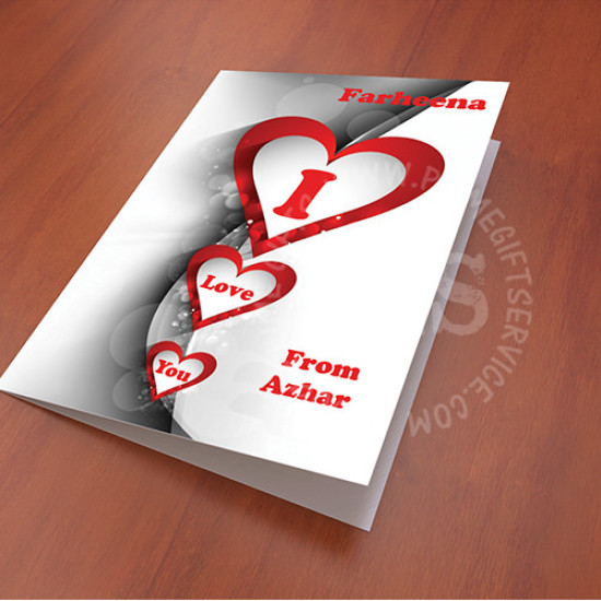 Three Hearts I Love You Personalised Card Three Hearts I Love You Personalised Card