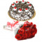 2Lbs Cake and 24 Red Roses