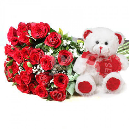 Teddy Bear and 36 Red Roses Teddy Bear and 36 Red Roses
