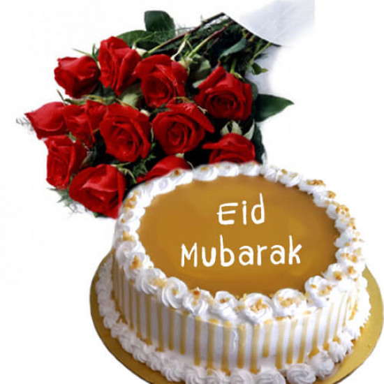 12 Free Roses bouquet with Eid Cake 12 Free Roses bouquet with Eid Cake