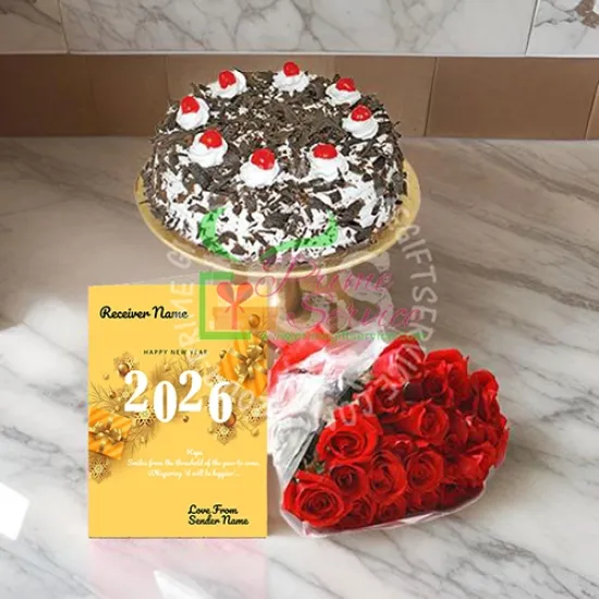 Fresh Cake & Roses Combo