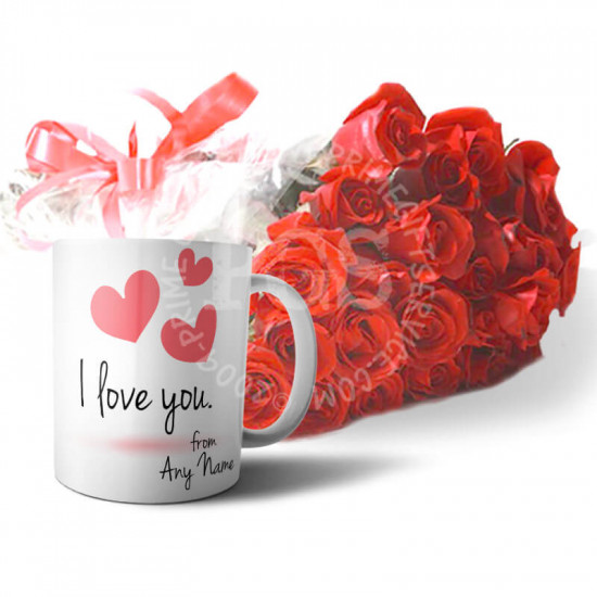 Red Roses and Personalised Mug Red Roses and Personalised Mug