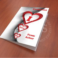 Three Hearts I Love You Personalised Card