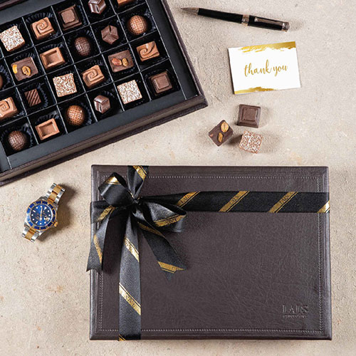 Brown Leather 24pcs Lals Chocolate Box - gift hamper Pakistan