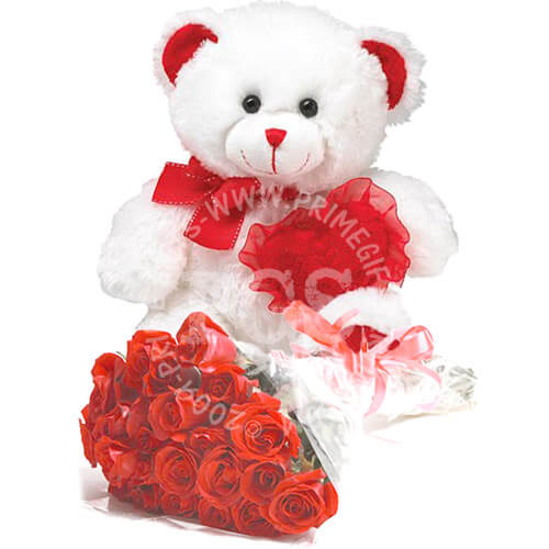 Teddy Bear and Red Roses - birthday gift delivery in Pakistan