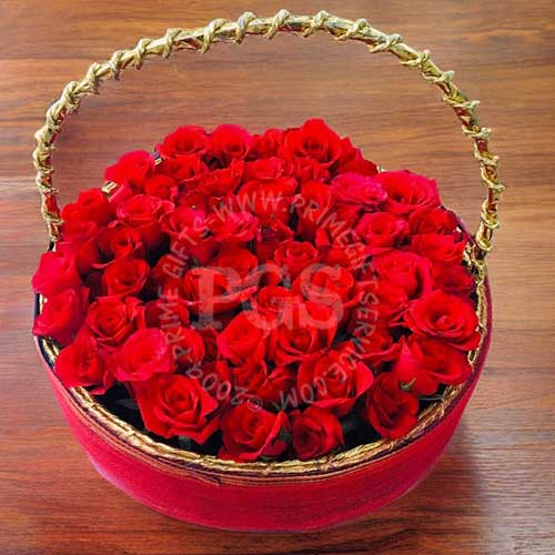 60 Red Roses Basket - anniversary gift to Pakistan
