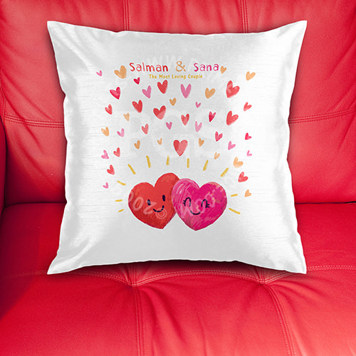 Smiling Hearts Couple Cushion - anniversary gift to Pakistan